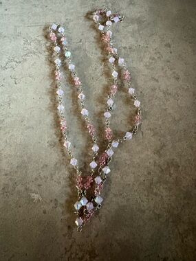Delicate Pink Crystal Bead Necklace - Women's Jewelry